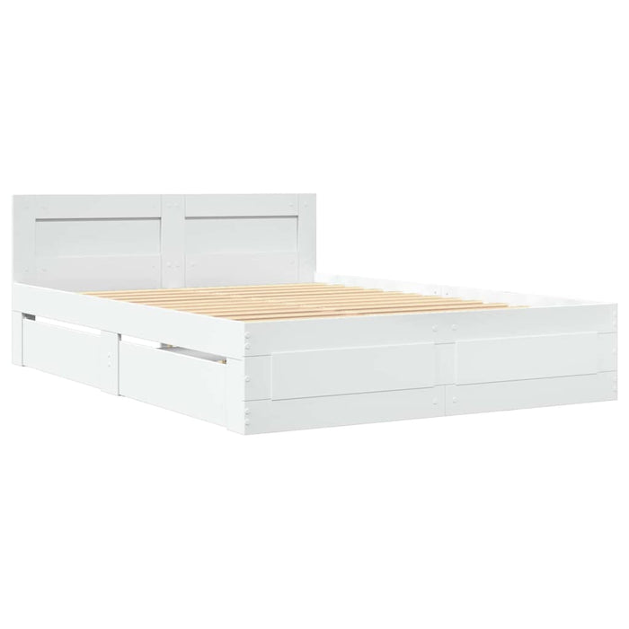 Cadru de pat cu headboard 2 pcs Alb 137 x 188 cm Lemn compozit - WALTI WALTI