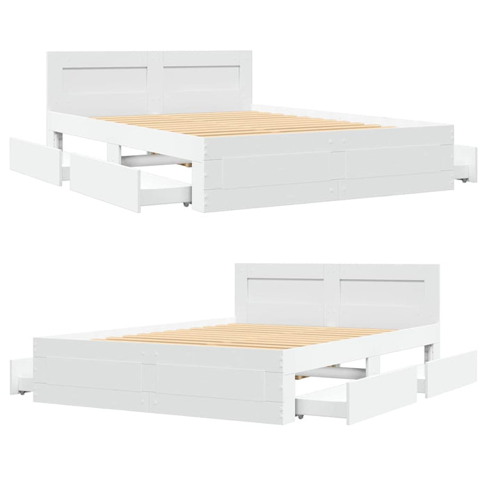 Cadru de pat cu headboard 2 pcs Alb 137 x 188 cm Lemn compozit - WALTI WALTI