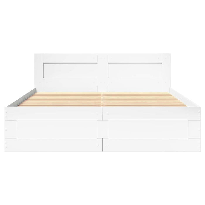 Cadru de pat cu headboard 2 pcs Alb 137 x 188 cm Lemn compozit - WALTI WALTI