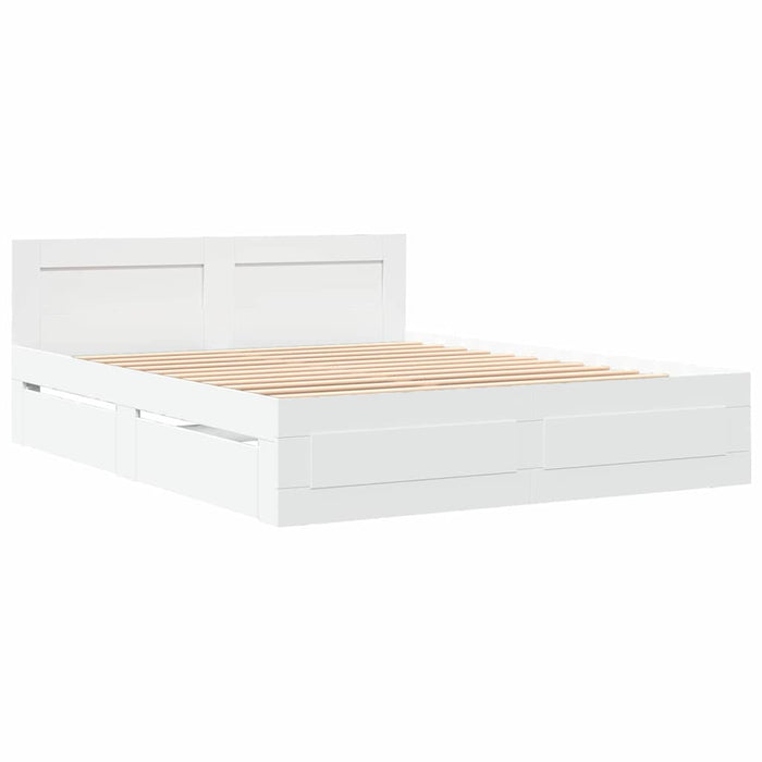 Cadru de pat cu headboard 2 pcs Alb 150 x 200 cm Lemn compozit - WALTI WALTI