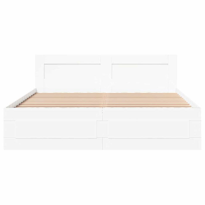 Cadru de pat cu headboard 2 pcs Alb 150 x 200 cm Lemn compozit - WALTI WALTI