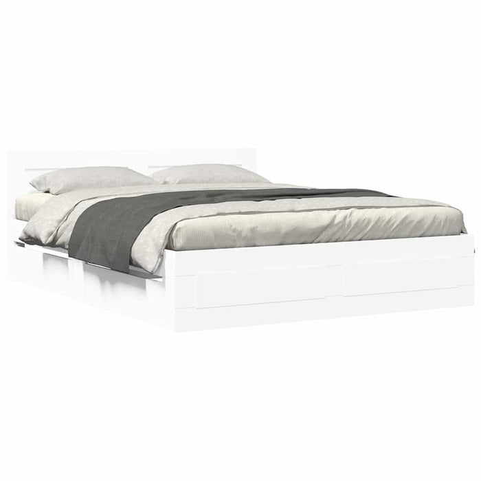 Cadru de pat cu headboard 2 pcs Alb 150 x 200 cm Lemn compozit - WALTI WALTI
