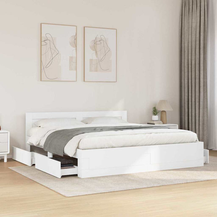 Cadru de pat cu headboard 2 pcs Alb 193 x 203 cm Lemn compozit - WALTI WALTI