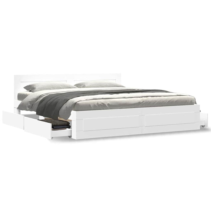 Cadru de pat cu headboard 2 pcs Alb 193 x 203 cm Lemn compozit - WALTI WALTI