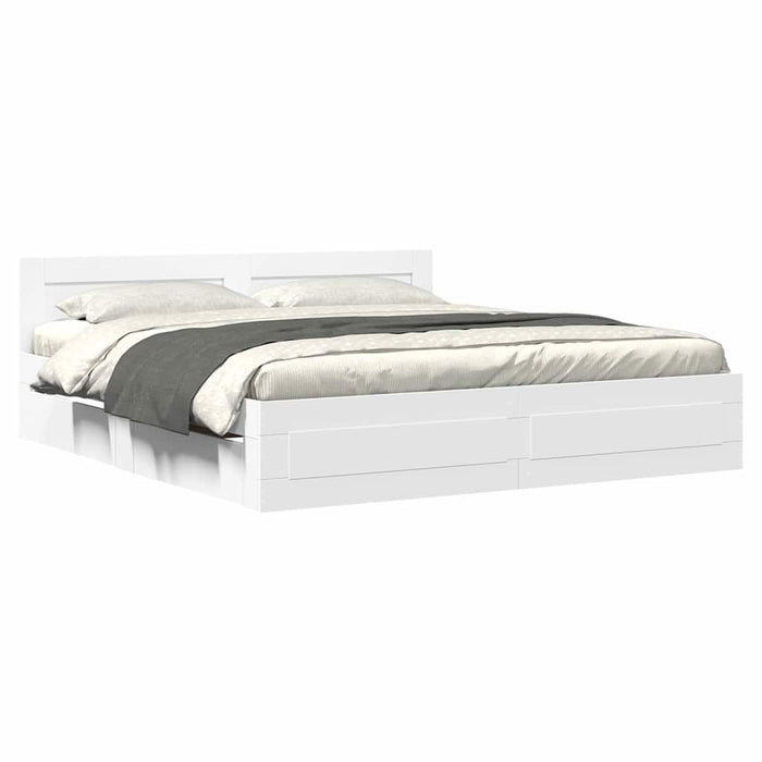 Cadru de pat cu headboard 2 pcs Alb 193 x 203 cm Lemn compozit - WALTI WALTI