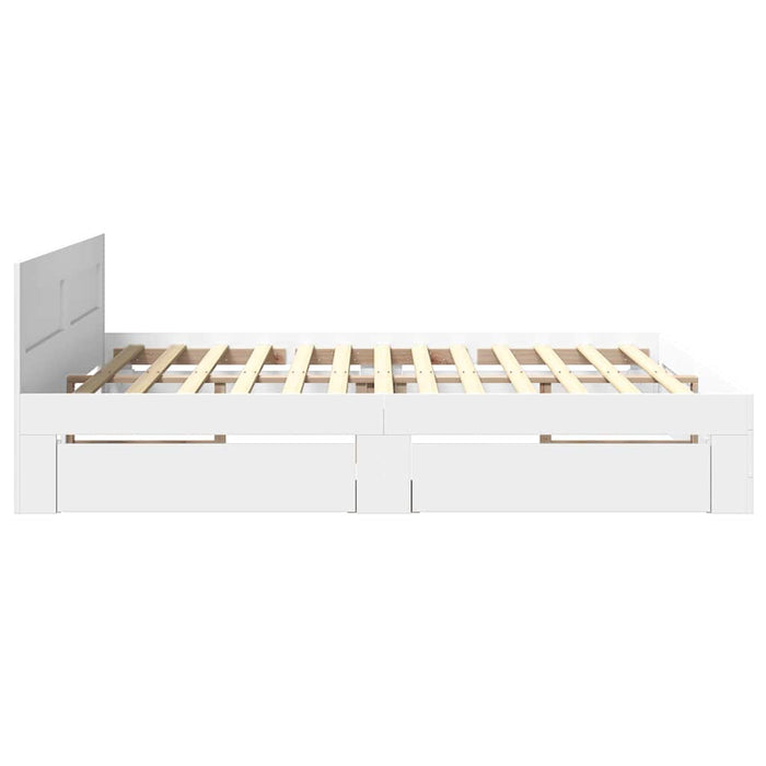 Cadru de pat cu headboard 2 pcs Alb 193 x 203 cm Lemn compozit - WALTI WALTI