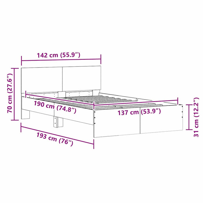 Cadru de pat cu headboard Sonoma 137 x 190 cm Lemn compozit - WALTI WALTI