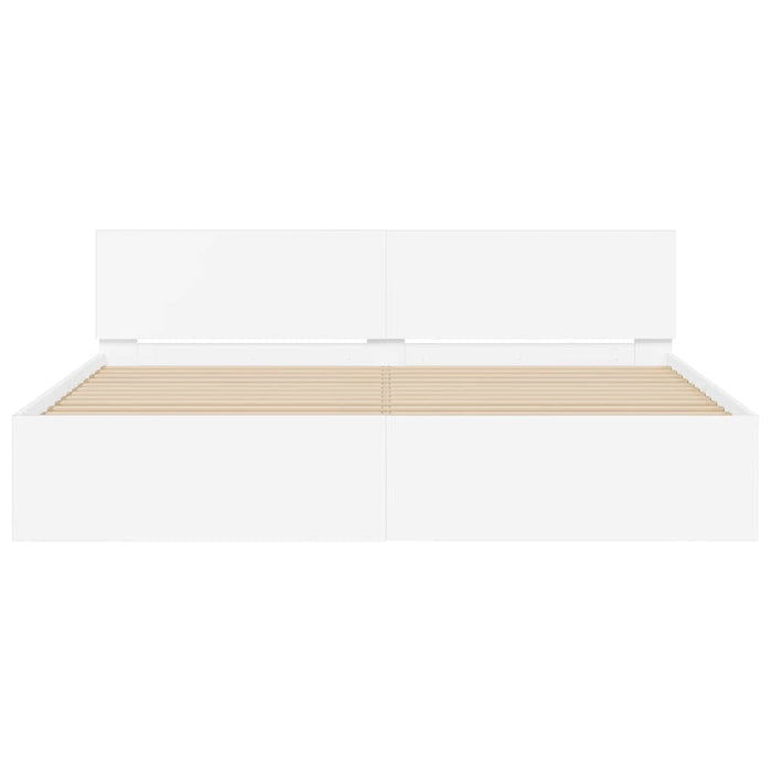 Cadru de pat cu headboard Alb 137 x 190 cm Lemn compozit - WALTI WALTI