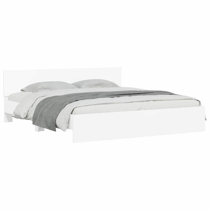Cadru de pat cu headboard Alb 137 x 190 cm Lemn compozit - WALTI WALTI