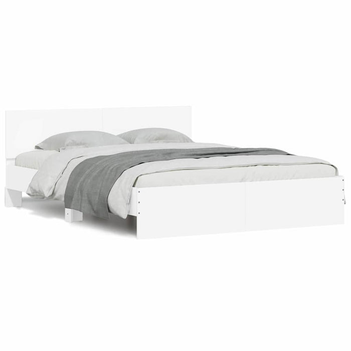 Cadru de pat cu headboard Alb 152 x 203 cm Lemn compozit - WALTI WALTI