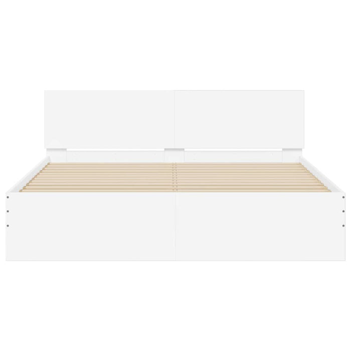 Cadru de pat cu headboard Alb 152 x 203 cm Lemn compozit - WALTI WALTI