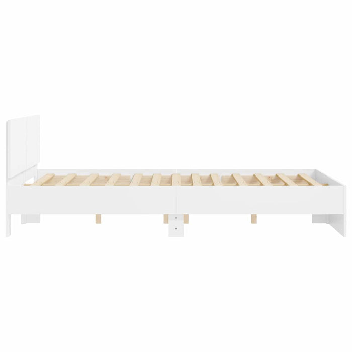 Cadru de pat cu headboard Alb 152 x 203 cm Lemn compozit - WALTI WALTI