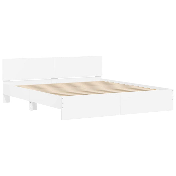 Cadru de pat cu headboard 2 pcs Alb 193 x 203 cm Lemn compozit - WALTI WALTI