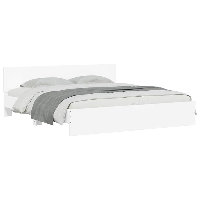 Cadru de pat cu headboard 2 pcs Alb 193 x 203 cm Lemn compozit - WALTI WALTI