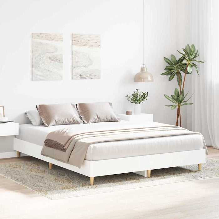 Cadru de pat 2 pcs Alb 152 x 203 cm Lemn compozit WALTI