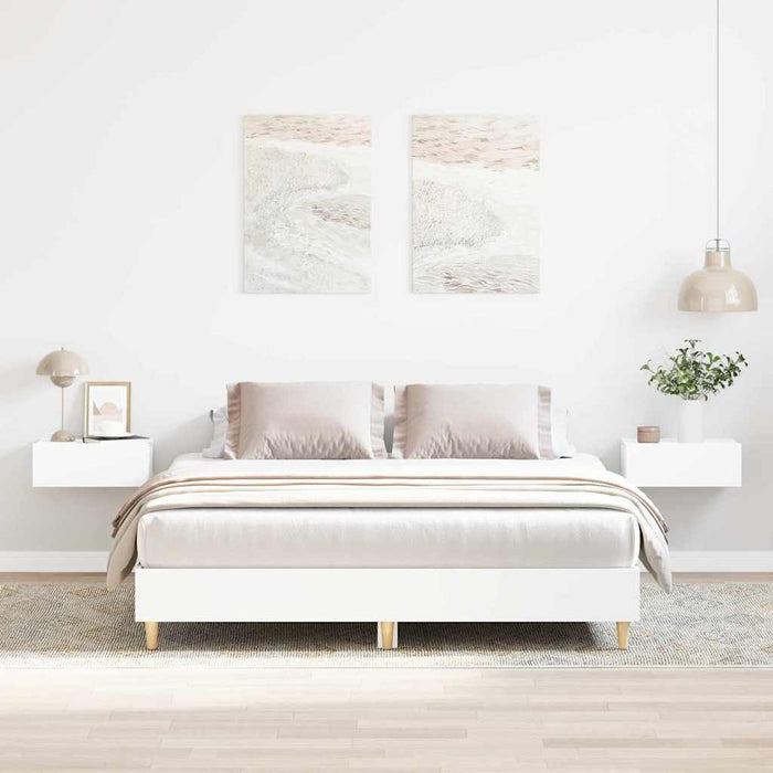 Cadru de pat 2 pcs Alb 152 x 203 cm Lemn compozit WALTI