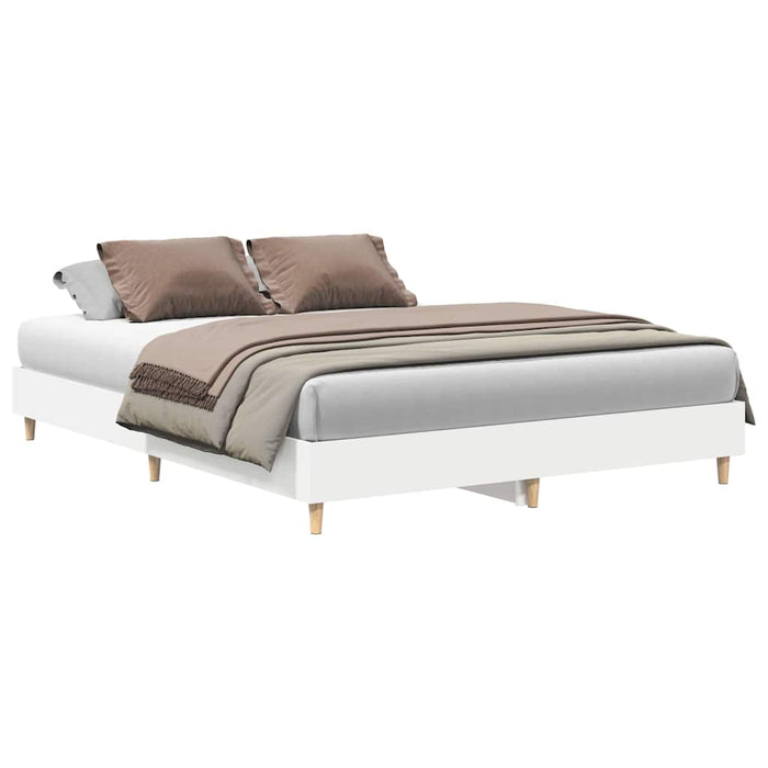 Cadru de pat 2 pcs Alb 152 x 203 cm Lemn compozit WALTI