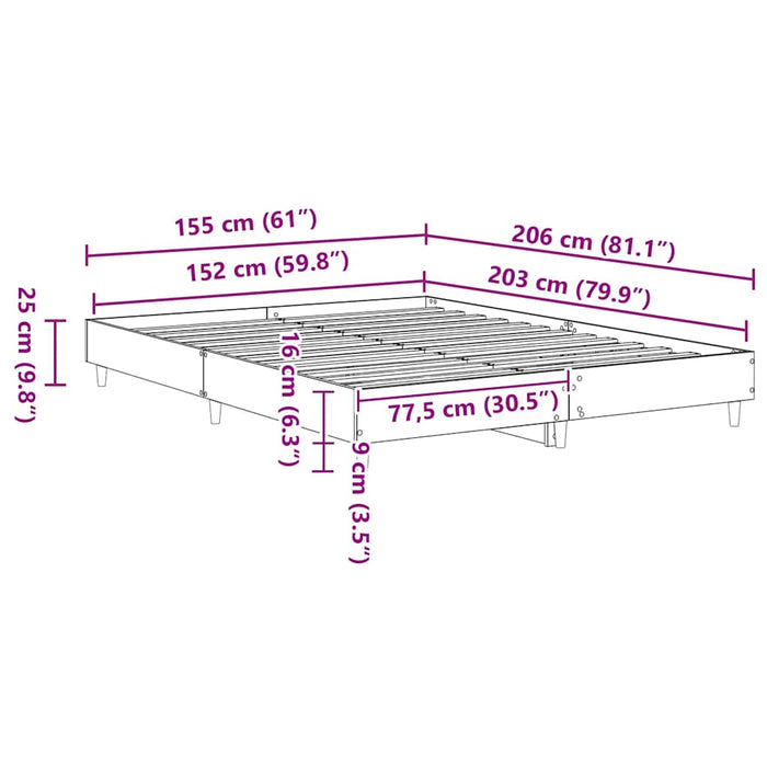 Cadru de pat 2 pcs Alb 152 x 203 cm Lemn compozit WALTI