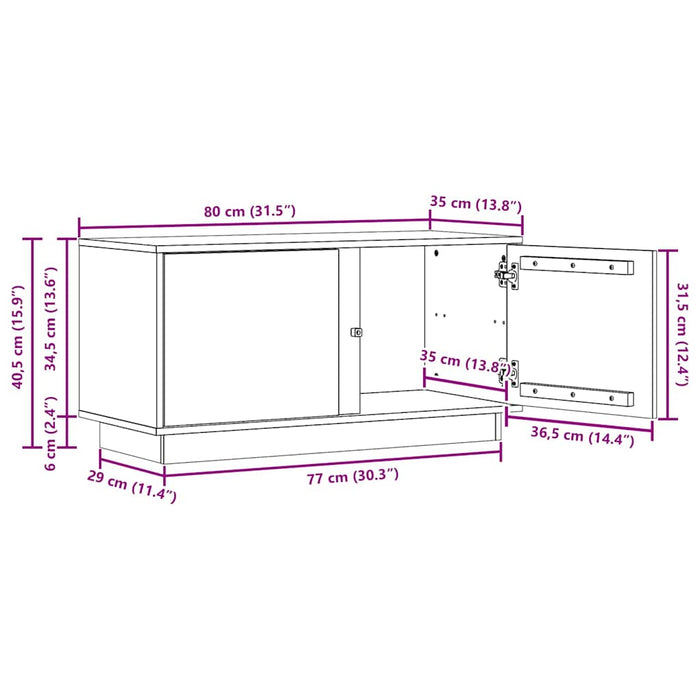 Cabinet TV Maroniu cerat 80 x 35 x 40,5 cm Lemn de pin masiv - WALTI WALTI