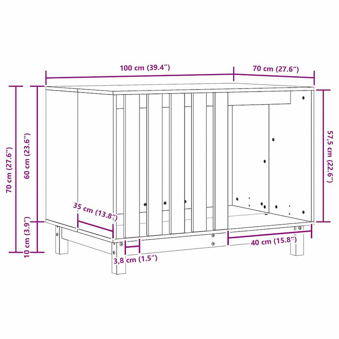 Casă pentru câini cu depozitare Maroniu cerat 100 x 70 x 70 cm - WALTI WALTI