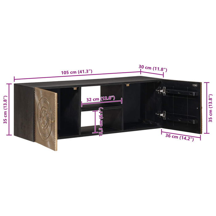 Cabinet TV cu raft cu depozitare cu ușă Alamă 105 x 30 x 35 cm - WALTI WALTI