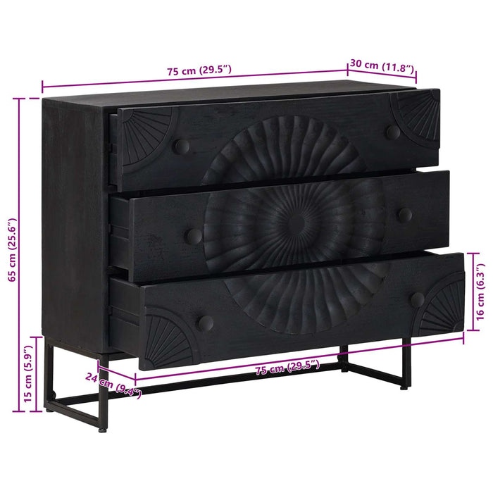 Dulap cu sertare cu sertar Negru 75 x 30 x 65 cm - WALTI WALTI