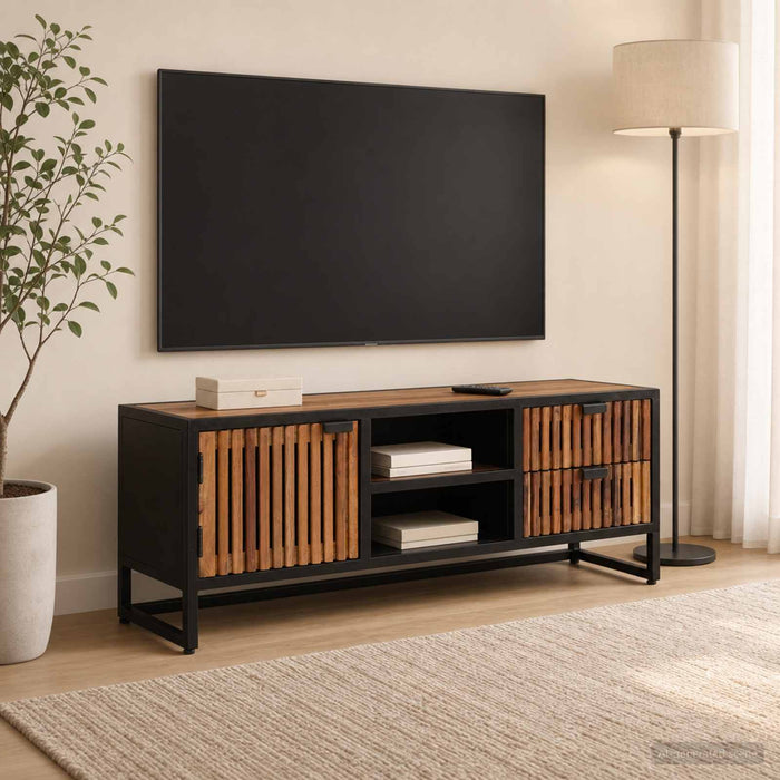 Cabinet TV cu sertar cu depozitare cu ușă 105 x 30 x 40 cm WALTI