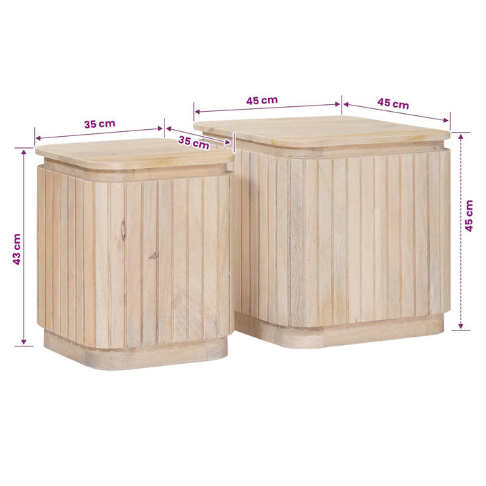 Set de mese laterale handmade 2 pcs Alb 45 x 45 x 45 cm WALTI