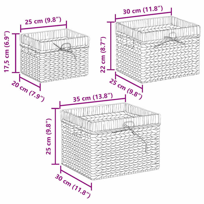 Coșuri de depozitare 3 pcs natural Zambilă de apă WALTI