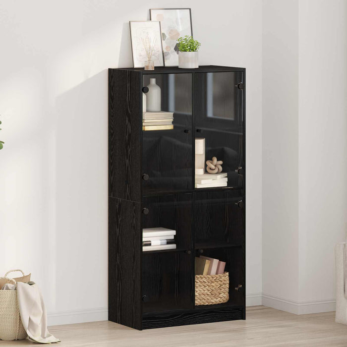 Bufet Stejar Negru 68 x 37 x 142 cm Lemn compozit - WALTI WALTI
