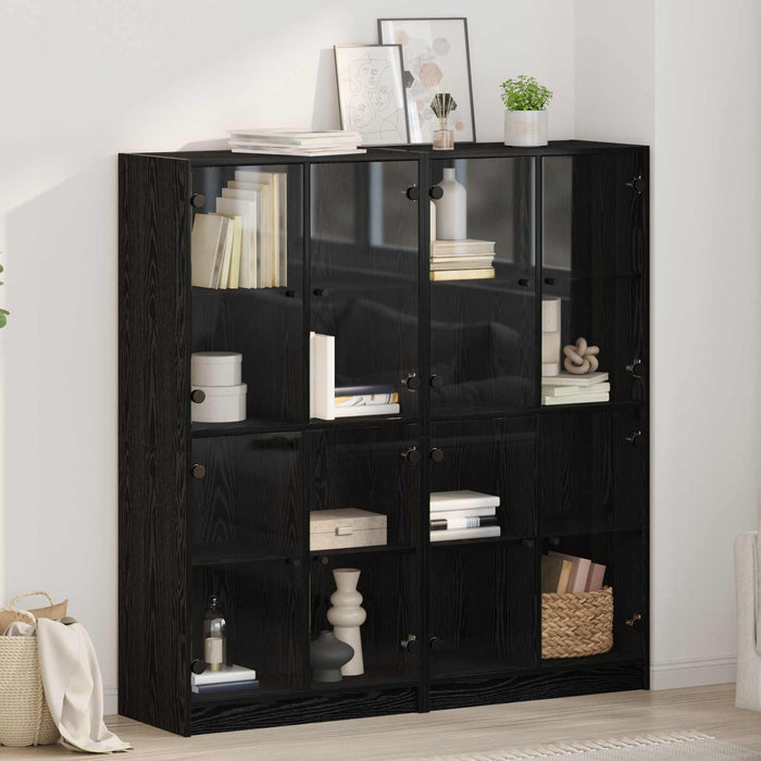 Bufet 2 pcs Stejar Negru 68 x 37 x 142 cm Lemn compozit - WALTI WALTI