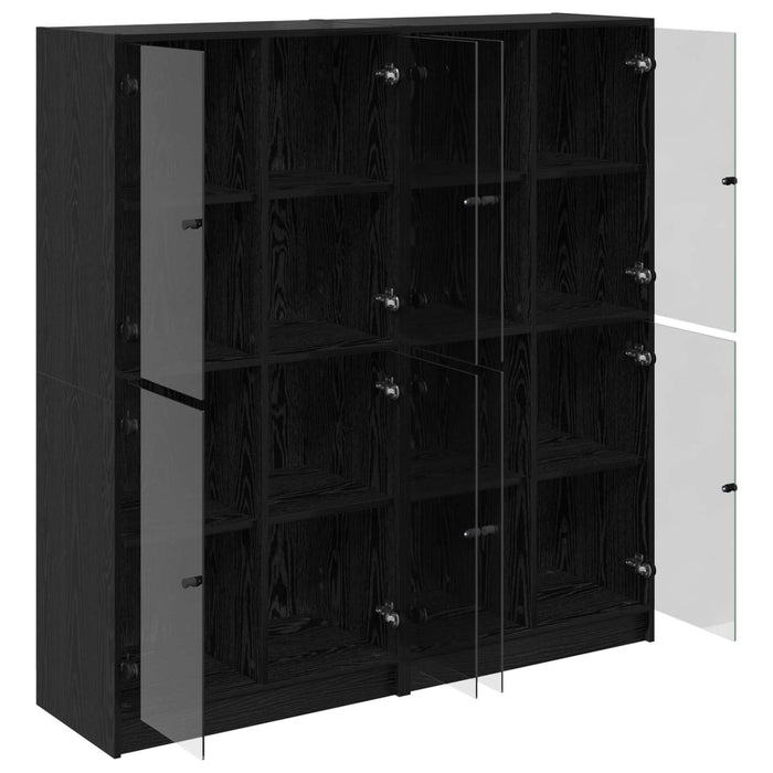 Bufet 2 pcs Stejar Negru 68 x 37 x 142 cm Lemn compozit - WALTI WALTI