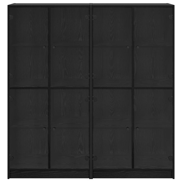 Bufet 2 pcs Stejar Negru 68 x 37 x 142 cm Lemn compozit - WALTI WALTI
