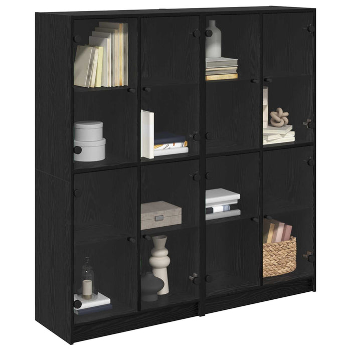 Bufet 2 pcs Stejar Negru 68 x 37 x 142 cm Lemn compozit - WALTI WALTI