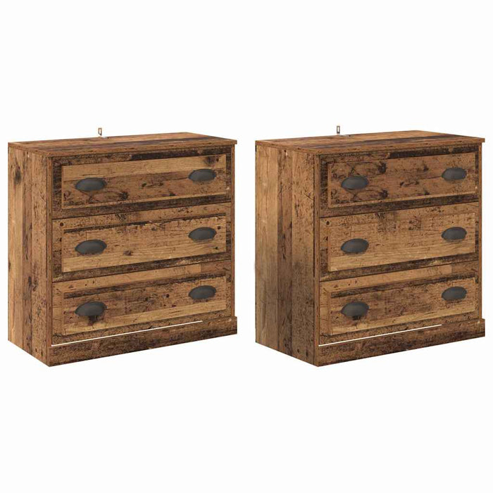 Bufeturi 2 pcs Lemn Vechi 70 x 35,5 x 67,5 cm Lemn compozit - WALTI WALTI