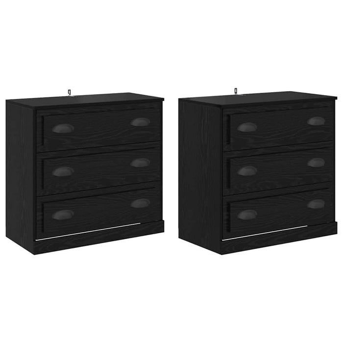 Bufeturi 2 pcs Stejar Negru 70 x 35,5 x 67,5 cm Lemn compozit - WALTI WALTI