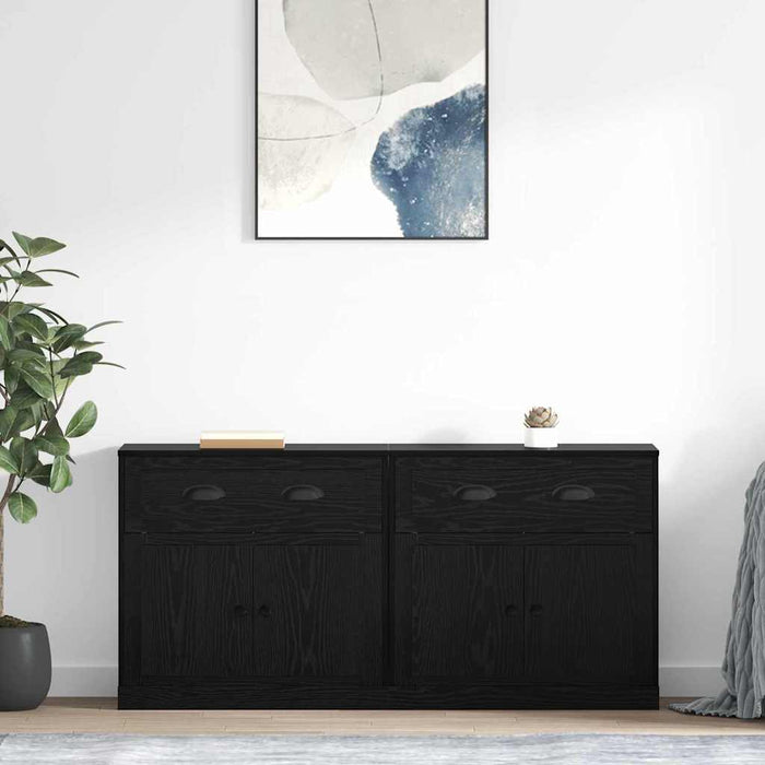 Bufeturi 2 pcs Stejar Negru 70 x 35,5 x 67,5 cm Lemn compozit - WALTI WALTI