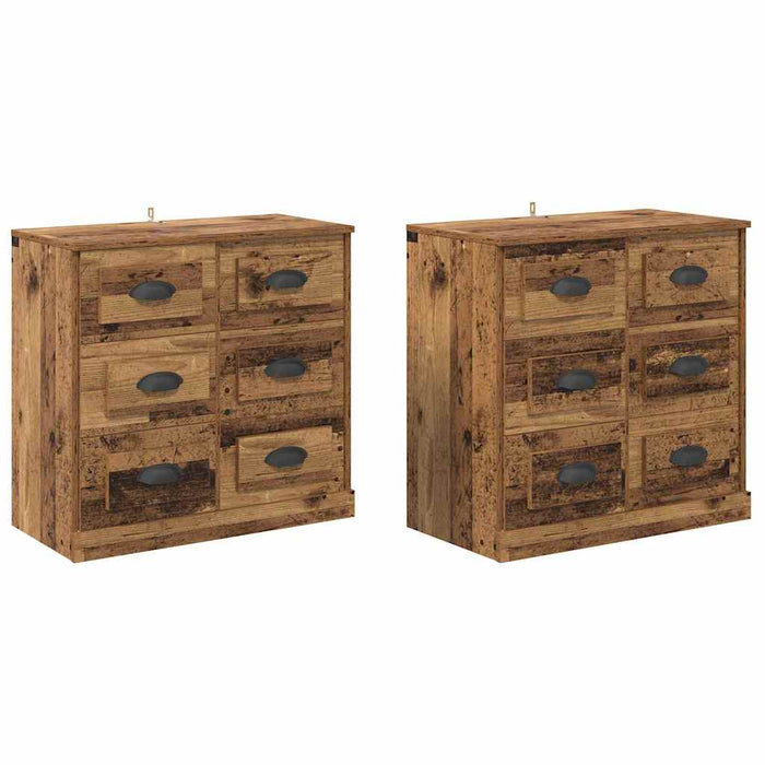 Bufeturi 2 pcs Lemn Vechi 70 x 35,5 x 67,5 cm Lemn compozit - WALTI WALTI