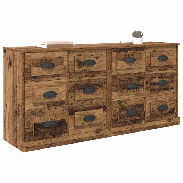 Bufeturi 2 pcs Lemn Vechi 70 x 35,5 x 67,5 cm Lemn compozit - WALTI WALTI