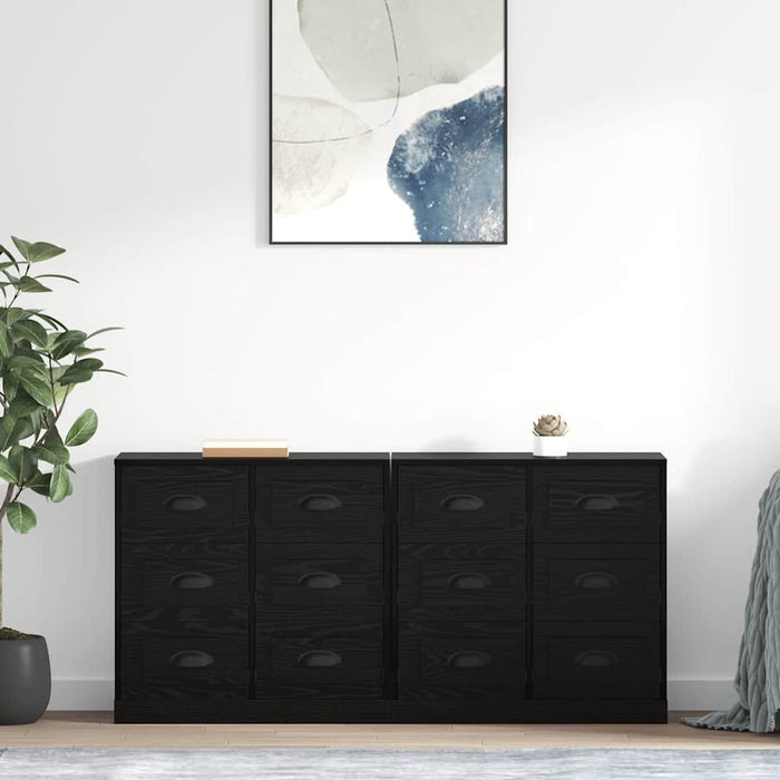 Bufeturi 2 pcs Stejar Negru 70 x 35,5 x 67,5 cm Lemn compozit - WALTI WALTI