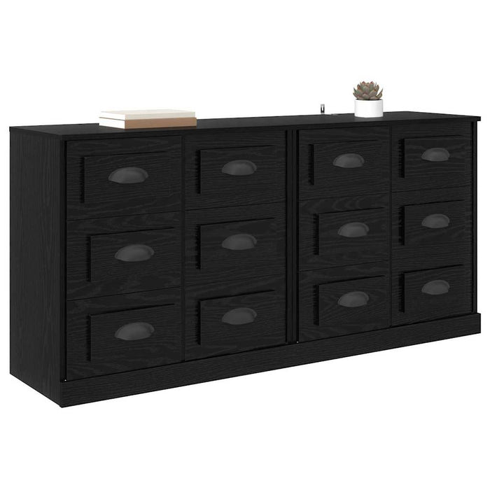 Bufeturi 2 pcs Stejar Negru 70 x 35,5 x 67,5 cm Lemn compozit - WALTI WALTI