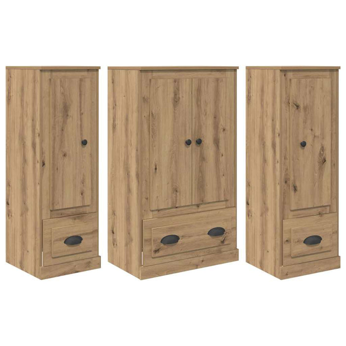 Bufet cu sertar 3 pcs Stejar Artizanal Lemn compozit - WALTI WALTI