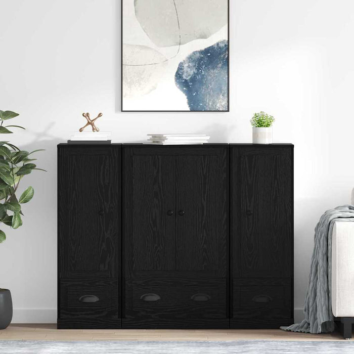 Bufet cu sertar 3 pcs Stejar Negru Lemn compozit - WALTI WALTI