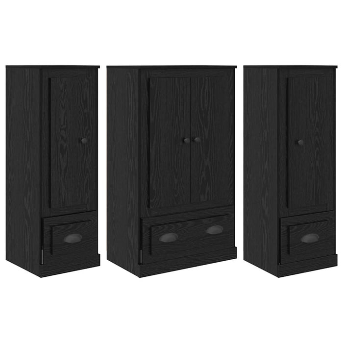 Bufet cu sertar 3 pcs Stejar Negru Lemn compozit - WALTI WALTI