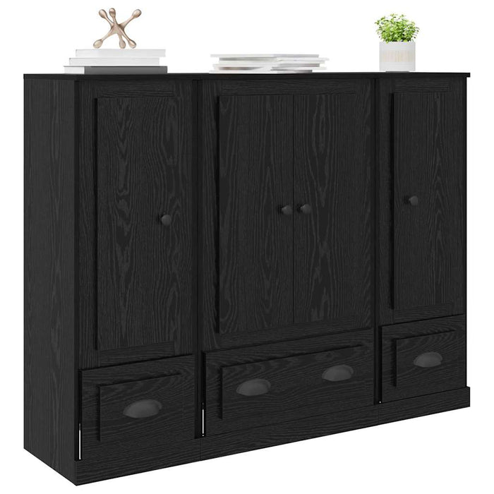 Bufet cu sertar 3 pcs Stejar Negru Lemn compozit - WALTI WALTI