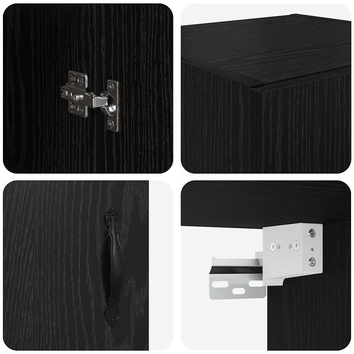 Bufet Stejar alb și negru 69,5 x 34 x 180 cm Lemn compozit - WALTI WALTI