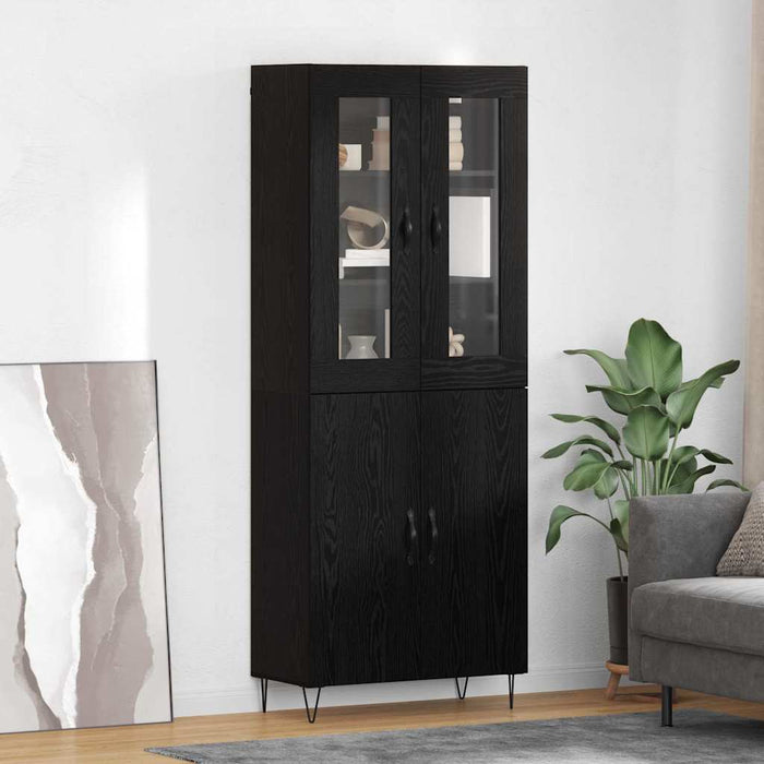 Bufet Stejar alb și negru 69,5 x 34 x 180 cm Lemn compozit - WALTI WALTI