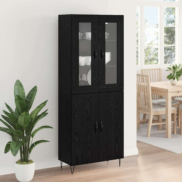 Bufet Stejar alb și negru 69,5 x 34 x 180 cm Lemn compozit - WALTI WALTI