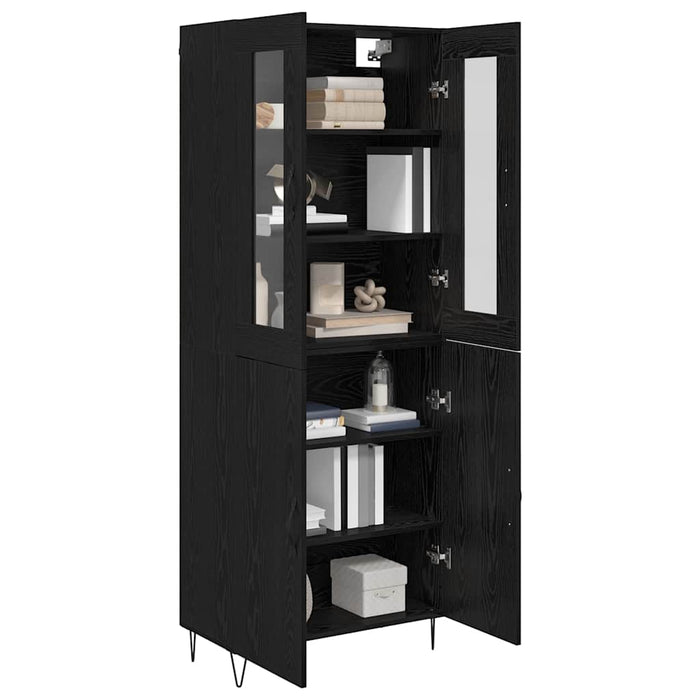 Bufet Stejar alb și negru 69,5 x 34 x 180 cm Lemn compozit - WALTI WALTI