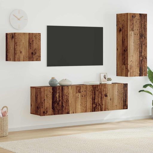 Cabinet TV Pe perete 4 pcs Lemn Vechi Lemn compozit - WALTI WALTI